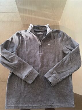 Vineyard Vines Charcoal Gray/ Black Saltwater Quarter-Zip Pullover